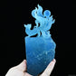 7.51'' Gemstone Aquamarine Nine Tail Fox Sculpture Crystal Healing Hand Carved Crystal Super Realistic