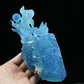 7.51'' Gemstone Aquamarine Nine Tail Fox Sculpture Crystal Healing Hand Carved Crystal Super Realistic