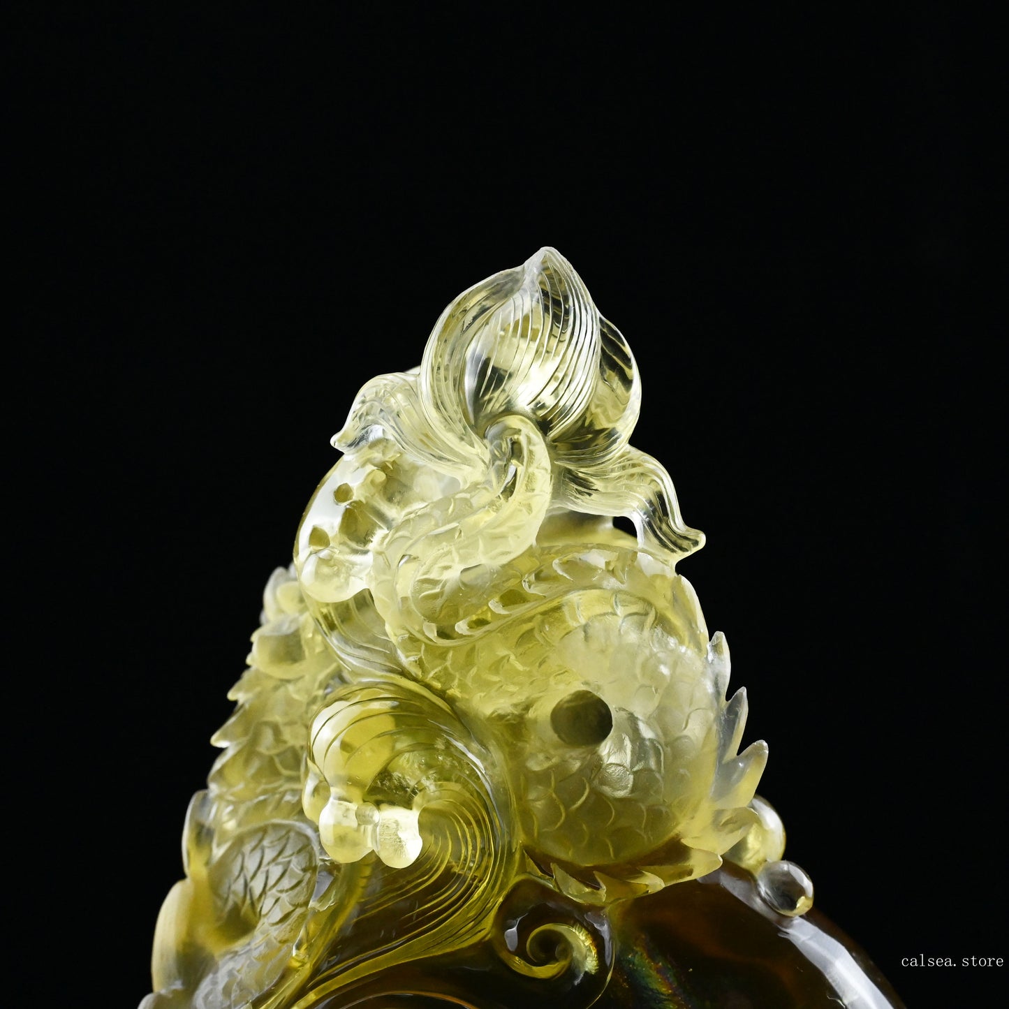 6.14'' Stunning Brazil Rutilated Citrine Dragon Sculpture Crystal Healing Hand Carved Super Realistic