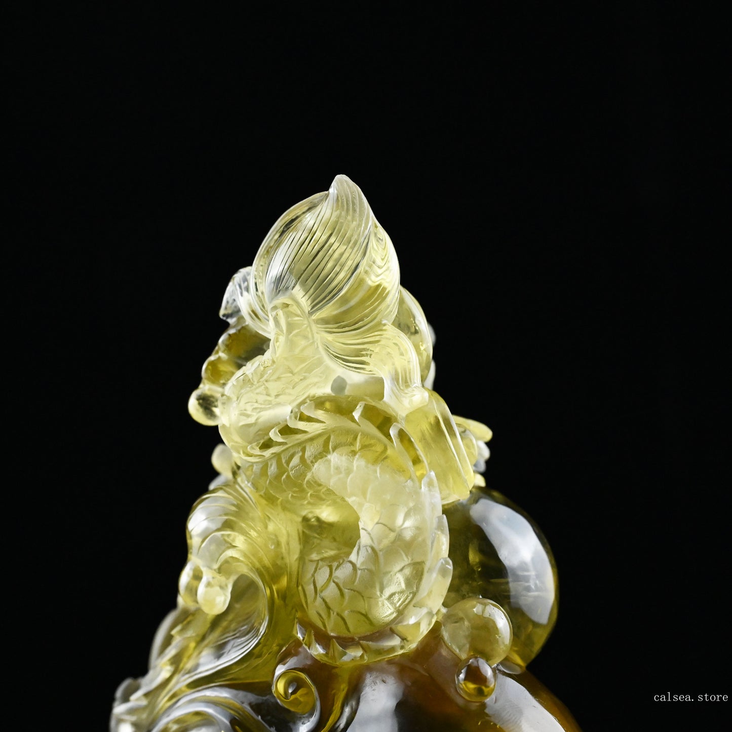 6.14'' Stunning Brazil Rutilated Citrine Dragon Sculpture Crystal Healing Hand Carved Super Realistic