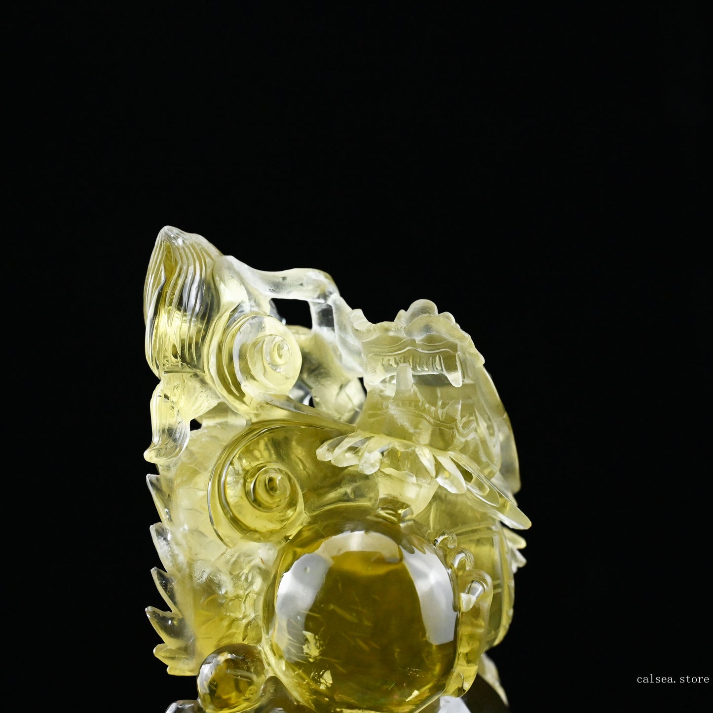 6.14'' Stunning Brazil Rutilated Citrine Dragon Sculpture Crystal Healing Hand Carved Super Realistic