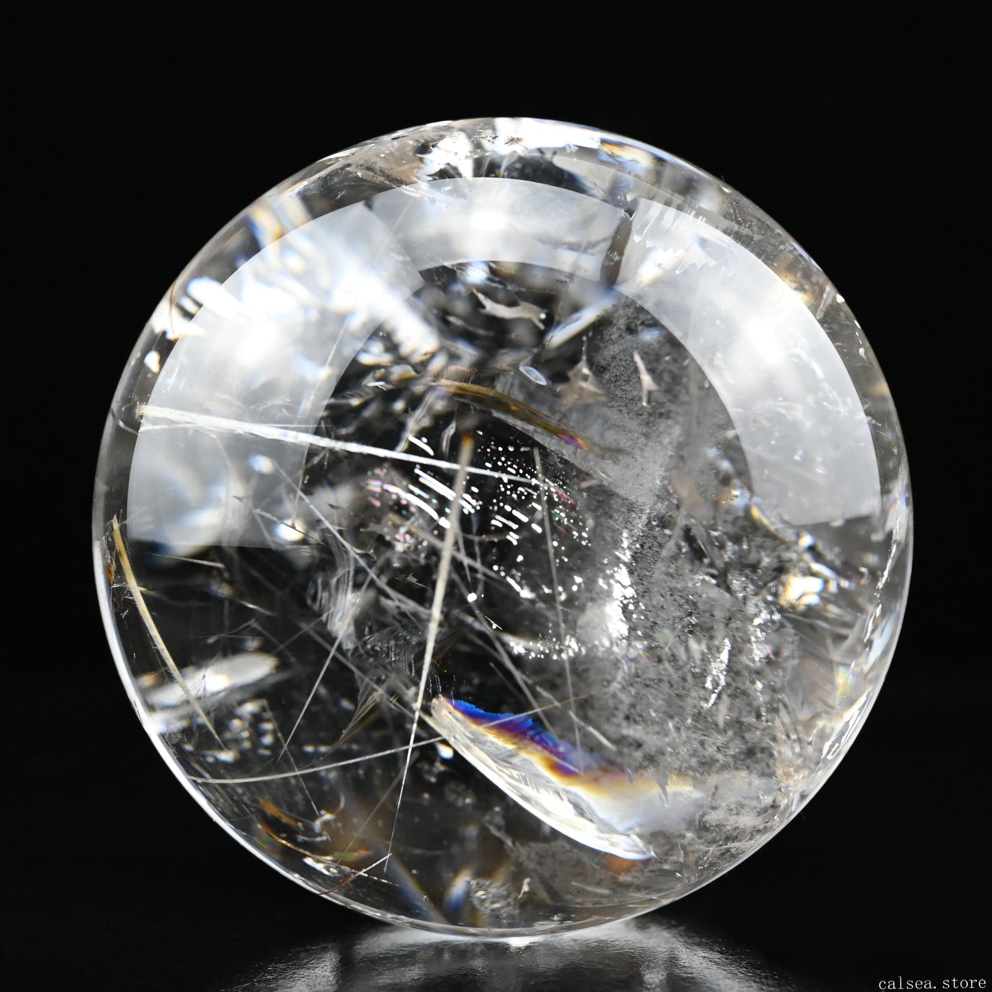 4.64'' Stunning Rainbow White Tourmaline Clearquartz Sphere Crystal Healing Hand Carved Sphere/Ball