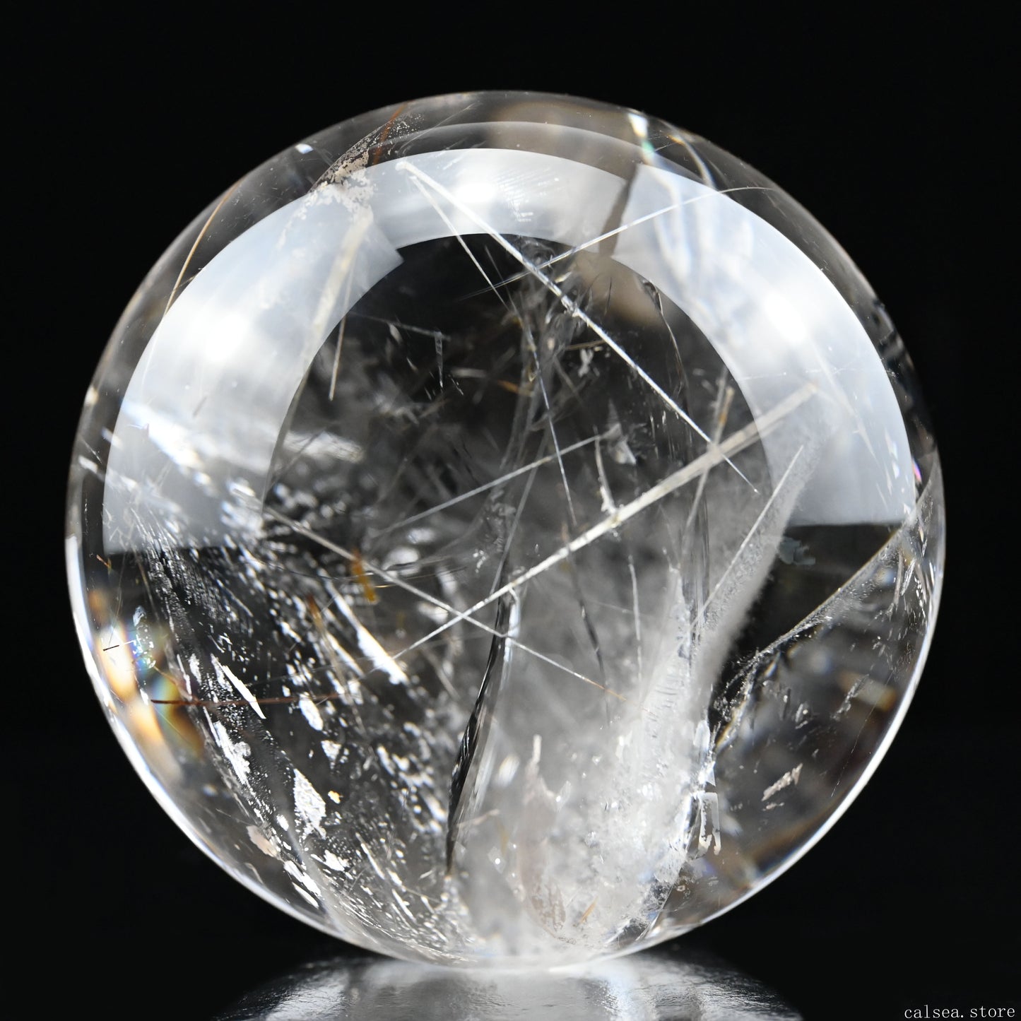 4.64'' Stunning Rainbow White Tourmaline Clearquartz Sphere Crystal Healing Hand Carved Sphere/Ball