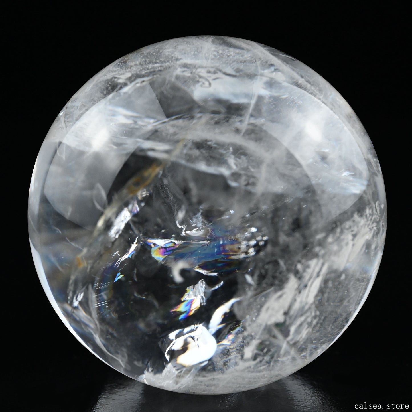 3.77''  Stunning Rainbow Clearquartz Sphere Crystal Healing Hand Carved Sphere/Ball