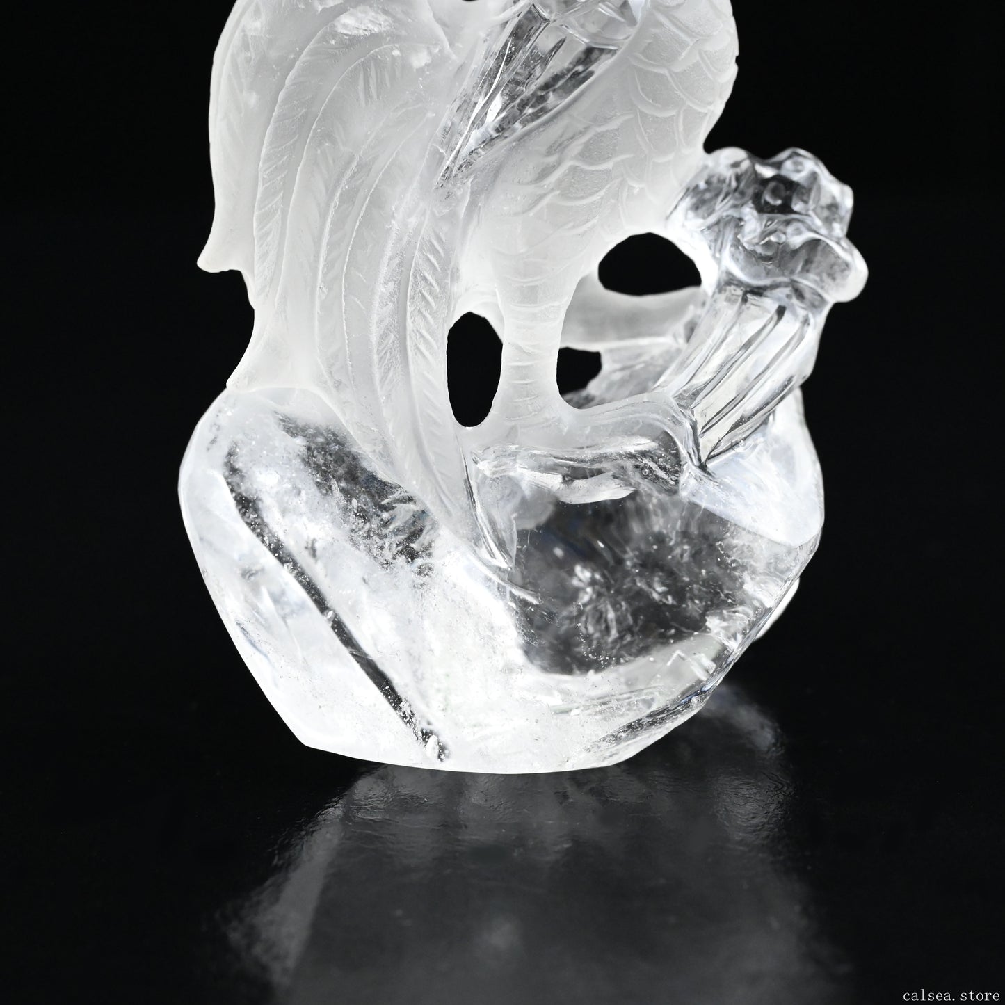 3.22" Zodiac Clearquartz Rooster Sculpture Crystal Healing Hand Carved