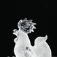 3.22" Zodiac Clearquartz Rooster Sculpture Crystal Healing Hand Carved