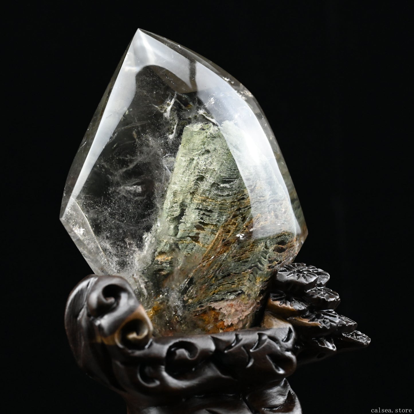 Green Mountain Gardenquartz FreeForm Lodalite Quartz Crystal Healing Hand Carved