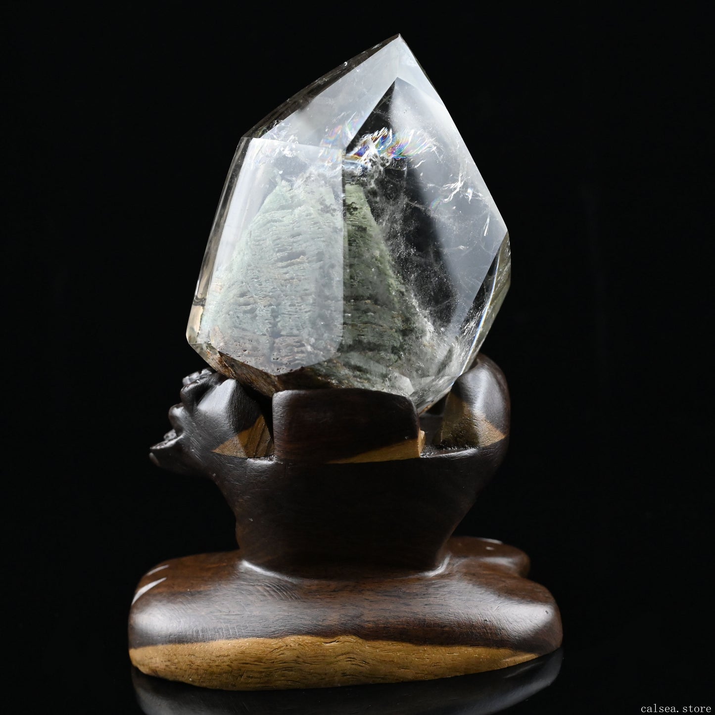 Green Mountain Gardenquartz FreeForm Lodalite Quartz Crystal Healing Hand Carved