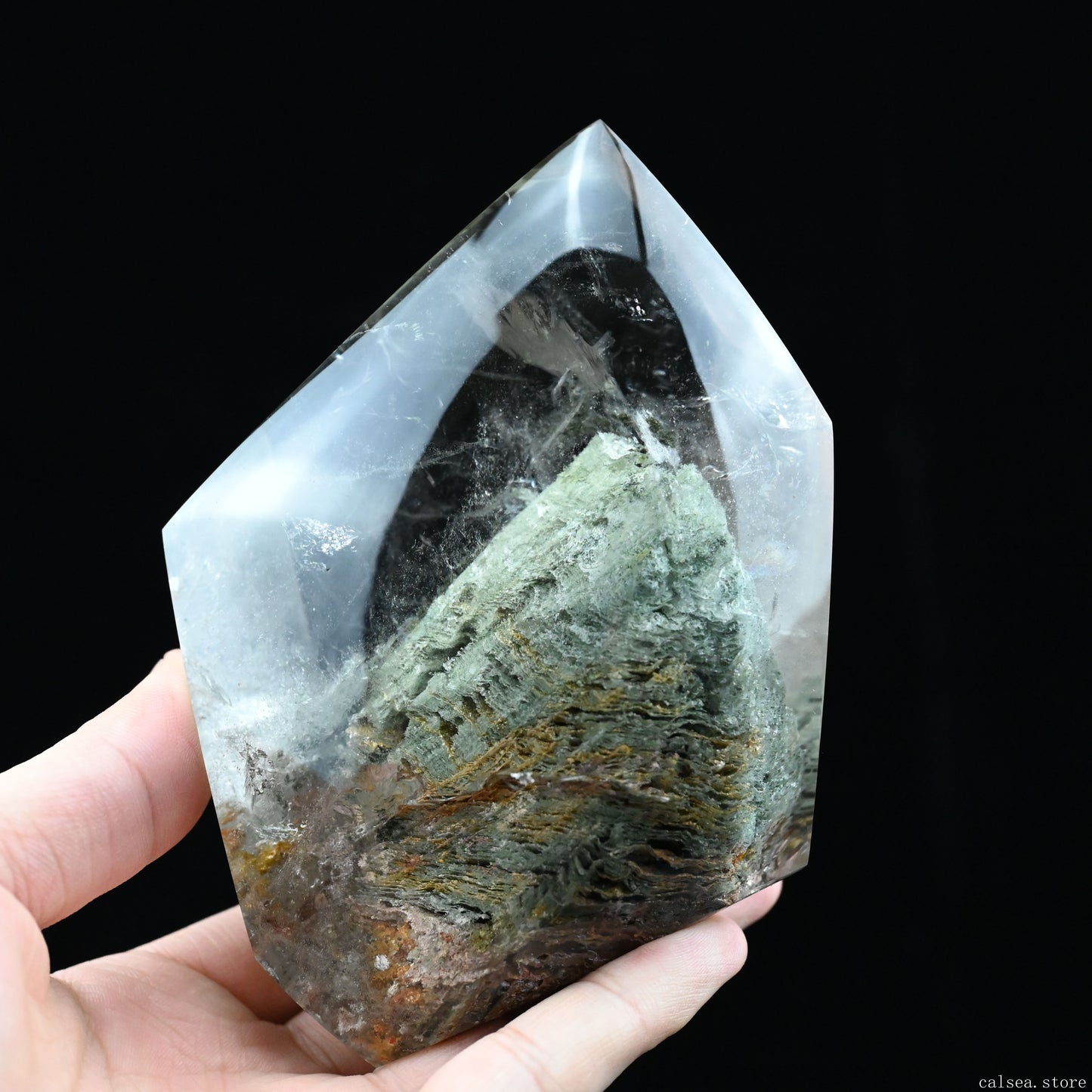 Green Mountain Gardenquartz FreeForm Lodalite Quartz Crystal Healing Hand Carved