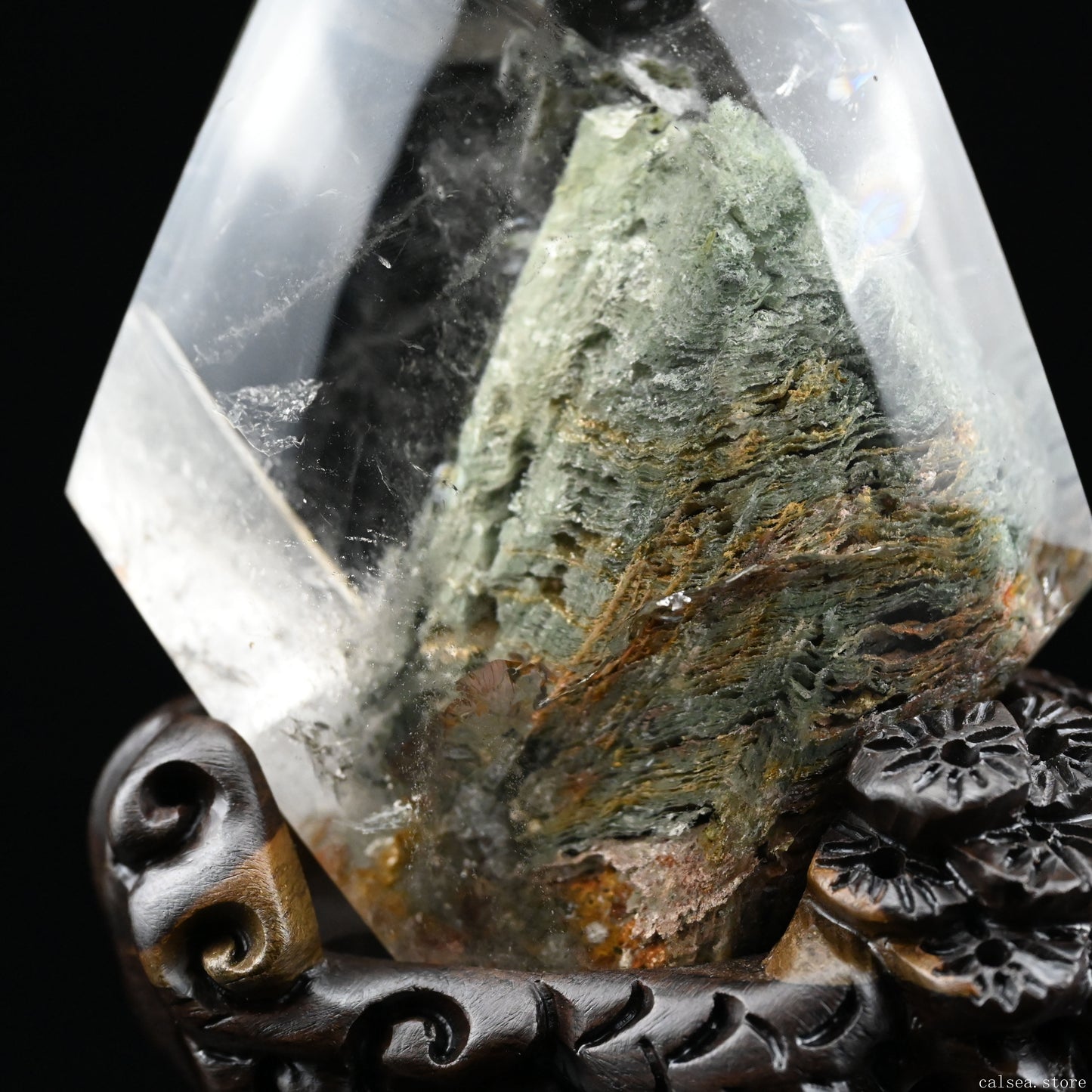 Green Mountain Gardenquartz FreeForm Lodalite Quartz Crystal Healing Hand Carved