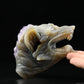 4.88" Vivid Amethyst Druse Wolf Sculpture Hand Carved Crystal Ornaments