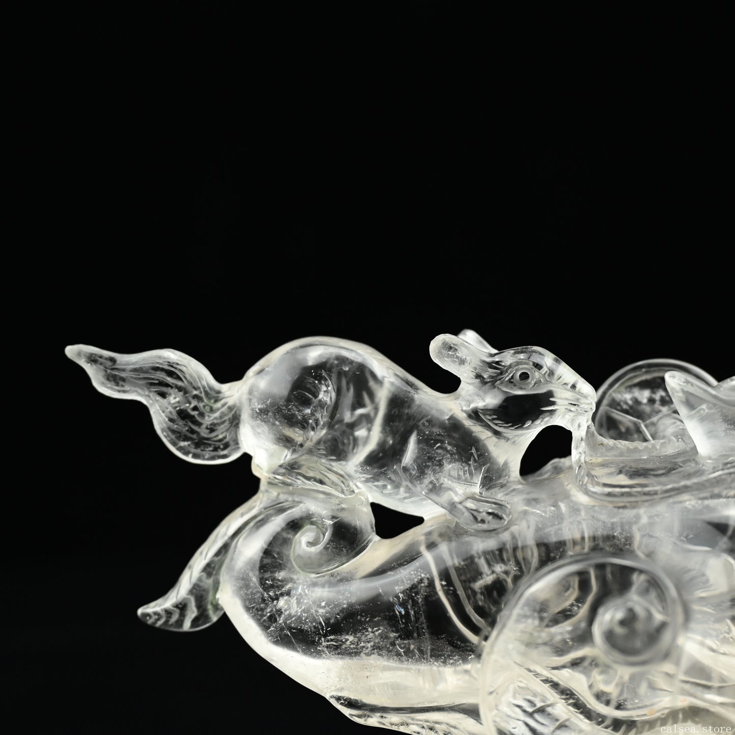 Clearquartz Zodiac RuYi Rat Sculpture Crystal Ornaments Hand Carved