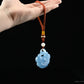 Gemstone Aquamarine Lucky, RuYi Lock Crystal Healing Hand Carved Crystal Ornaments/Sculpture