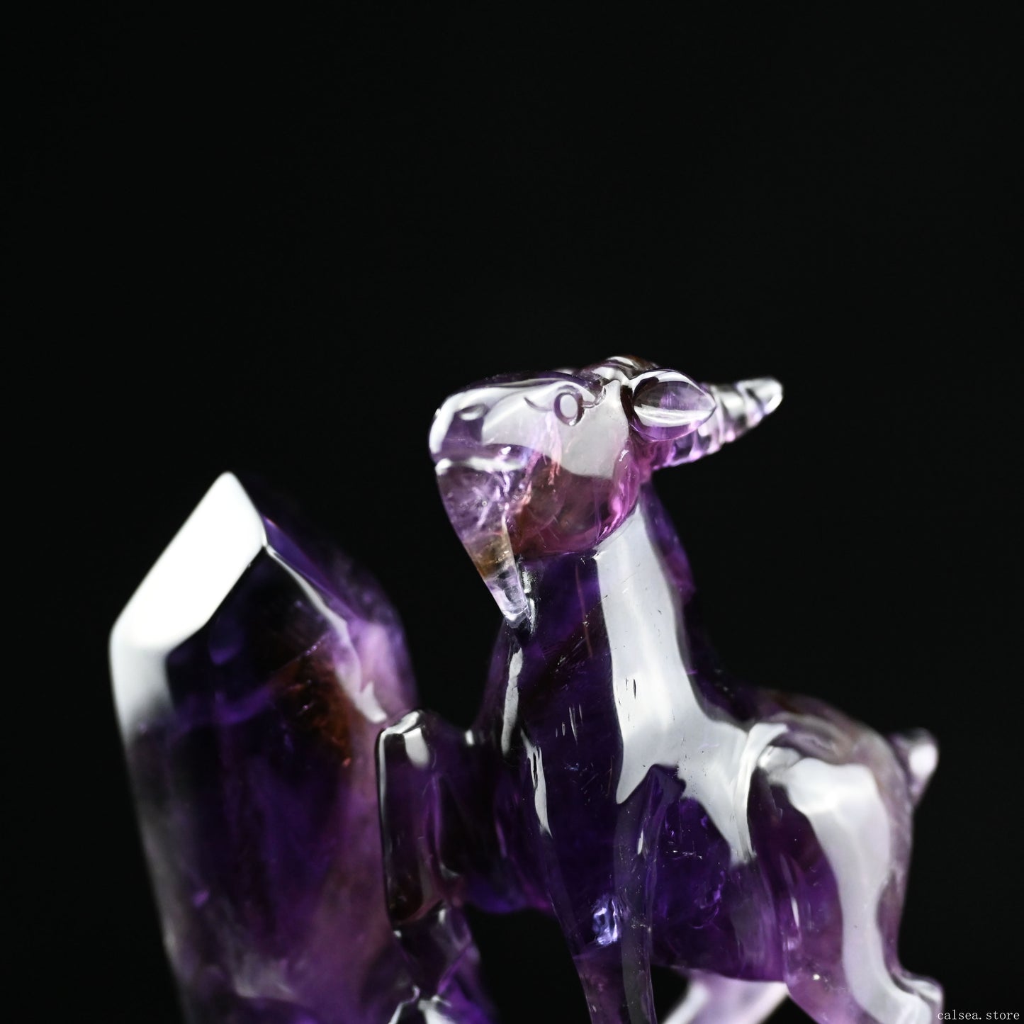 6.33" Amethyst  Zodiac Goat Sculpture Carving Hand Carved Super Realistic