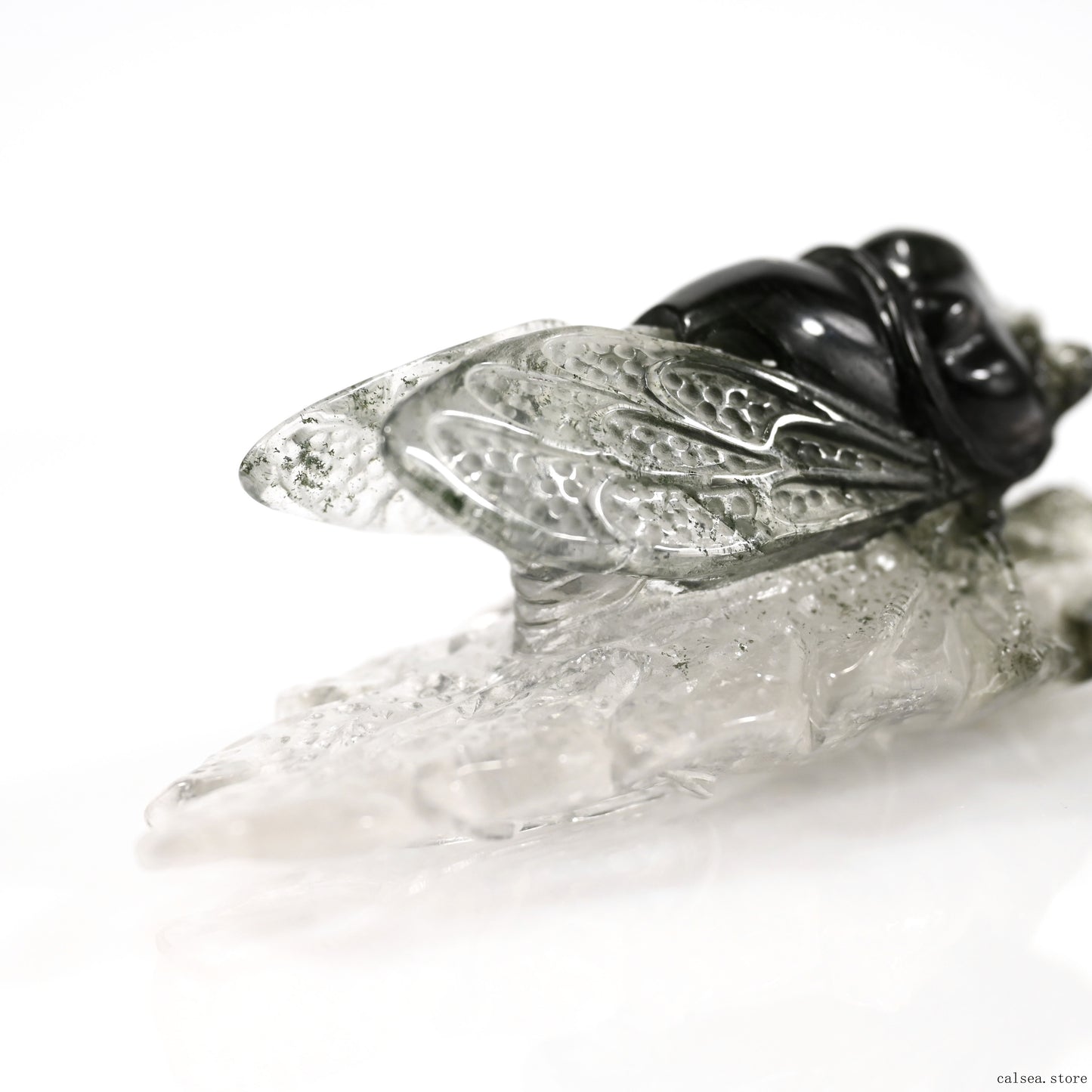 Vivid Green Gardenquartz Cicada Sculpture Crystal Ornaments Hand Carved