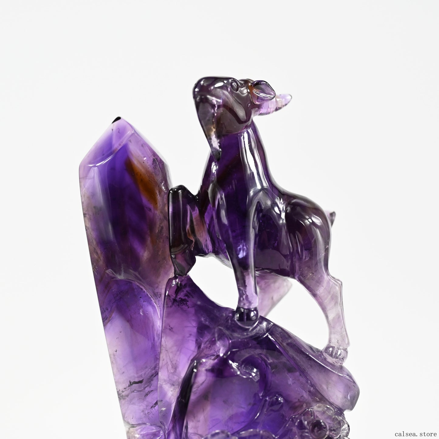 6.33" Amethyst  Zodiac Goat Sculpture Carving Hand Carved Super Realistic