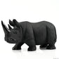 Vivid Black Obsidian Rhino Sculpture Crystal Healing Hand Carved Super Realistic