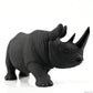 Vivid Black Obsidian Rhino Sculpture Crystal Healing Hand Carved Super Realistic