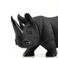 Vivid Black Obsidian Rhino Sculpture Crystal Healing Hand Carved Super Realistic