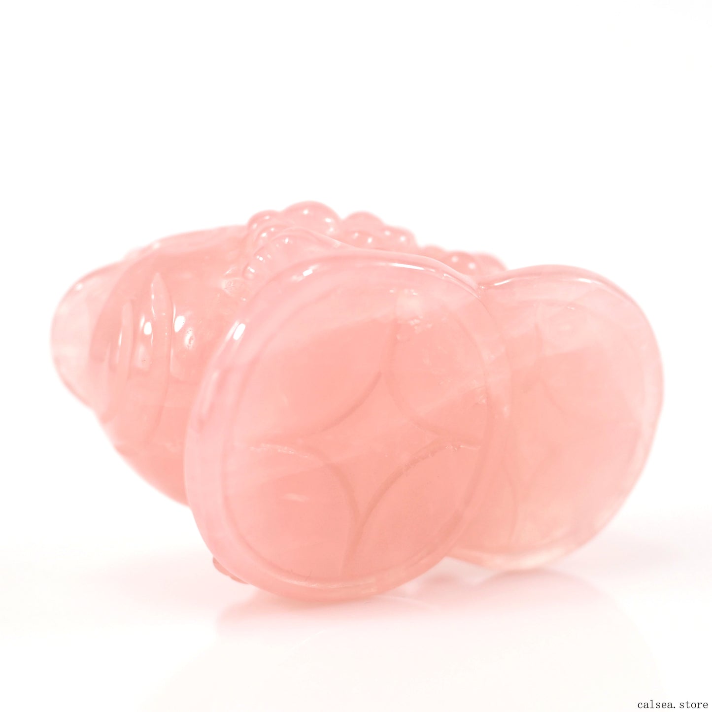 Rosequartz Money Toad Sculpture Crystal Healing Hand Carved