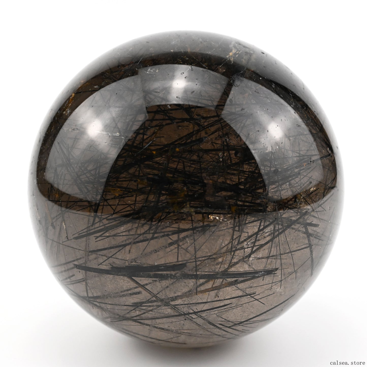 4.33'' Black Rutile,Tourmaline Quartz Sphere Crystal Healing Hand Carved Crystal Ball