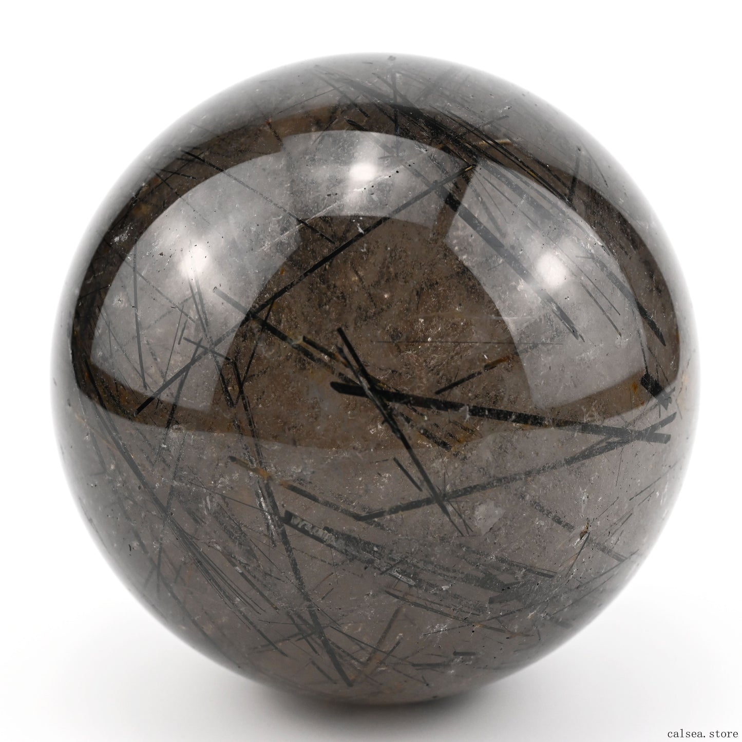 4.33'' Black Rutile,Tourmaline Quartz Sphere Crystal Healing Hand Carved Crystal Ball