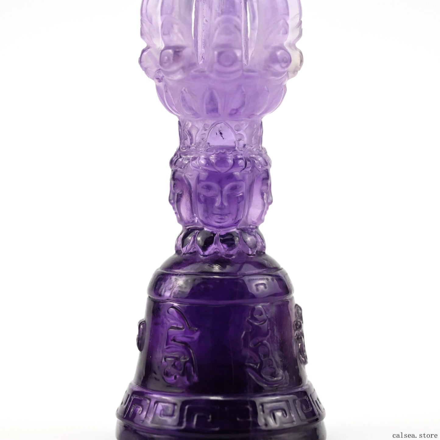 Awesome Amethyst Vajira Bell Sculpture Artifact Crystal Healing Hand Carved