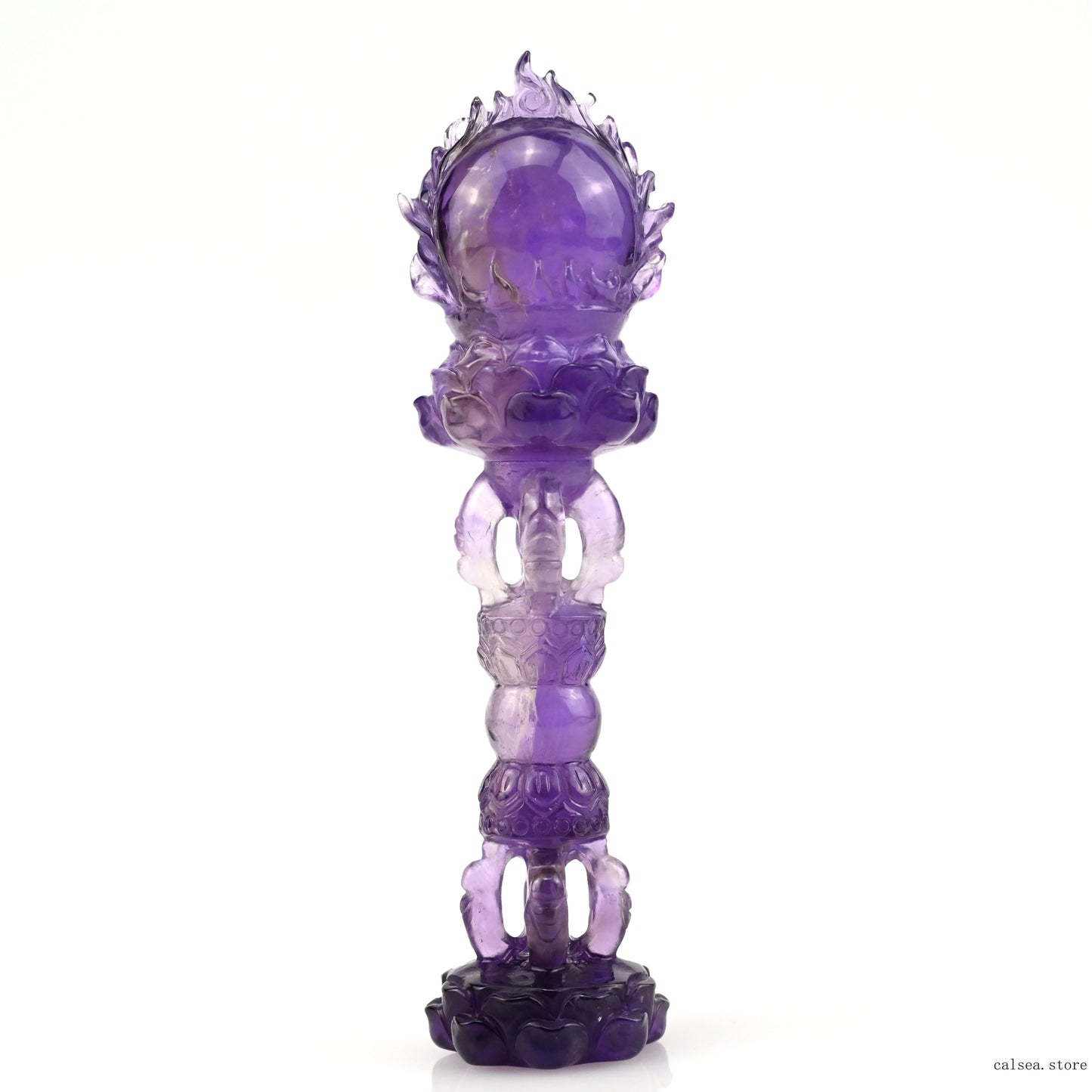 Awesome Amethyst Vajira Sculpture Artifact Crystal Healing Hand Carved