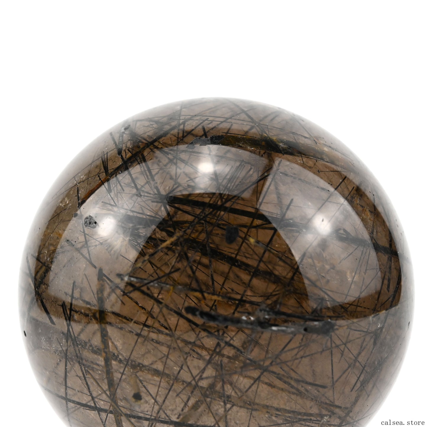 2.4'' Black Rutile,Tourmaline Quartz Sphere Crystal Healing Hand Carved Crystal Ball