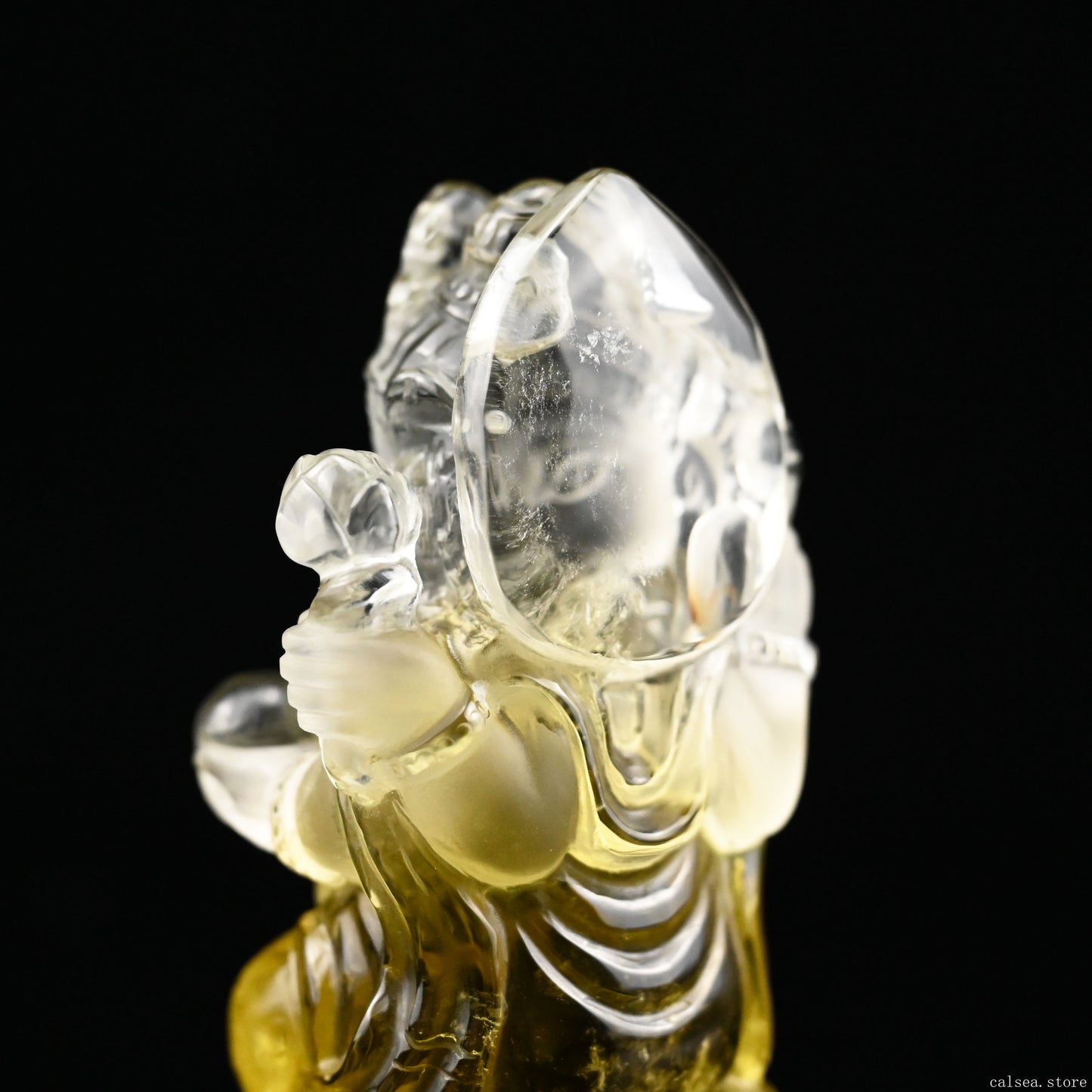 3.68'' Brazil Citrine Ganesh Buddha Sculpture Crystal Healing Hand Carved Ornaments