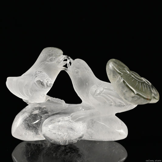 Gardenquartz Bird Sculpture Crystal Healing Hand Carved Bird Carving