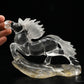 Chinese Zodiac Clearquartz Horse Sculpture Crystal Healing Hand Carved