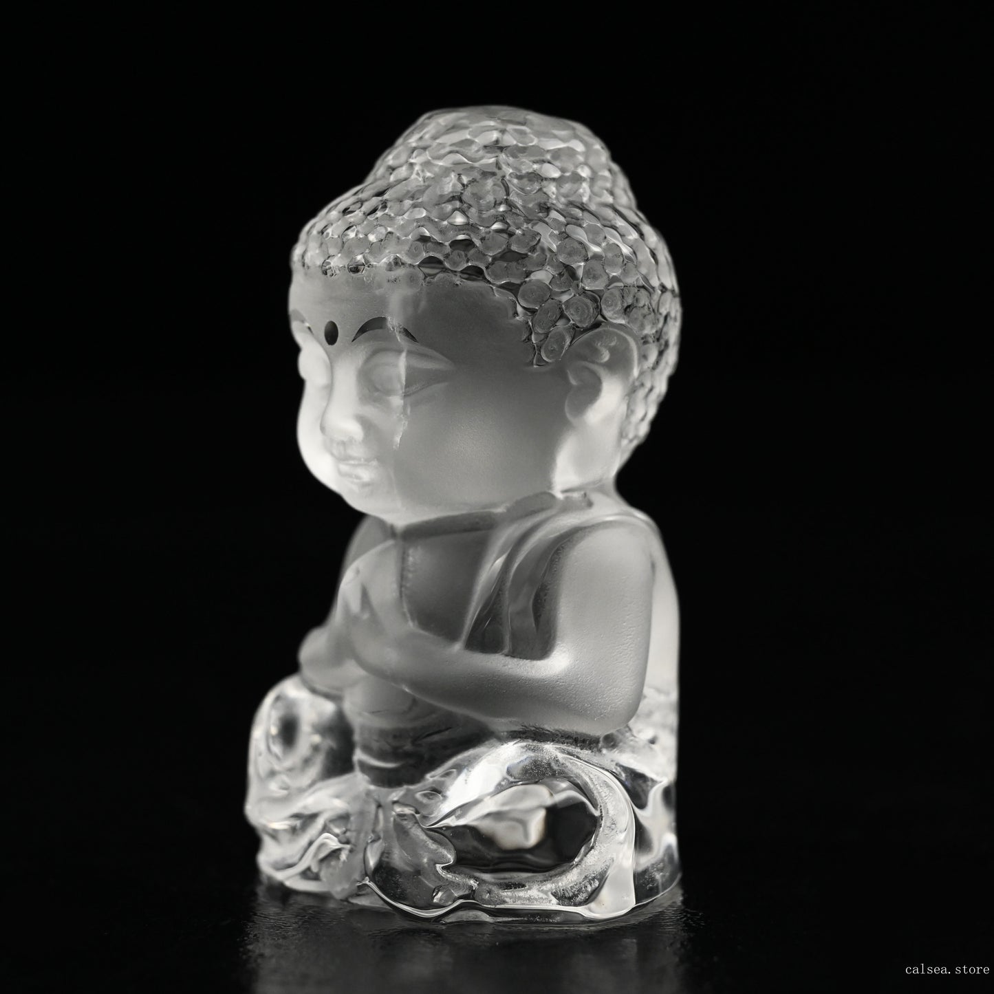 2.33'' Clearquartz Buddha Sculpture Crystal Healing Hand Carved