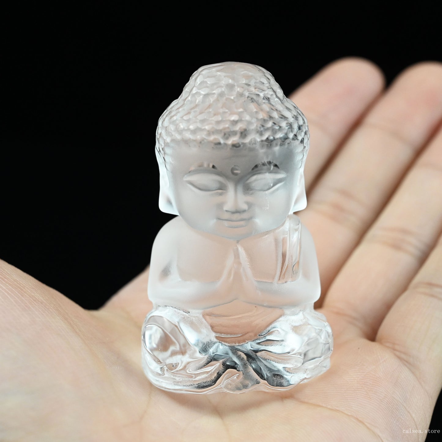 2.33'' Clearquartz Buddha Sculpture Crystal Healing Hand Carved