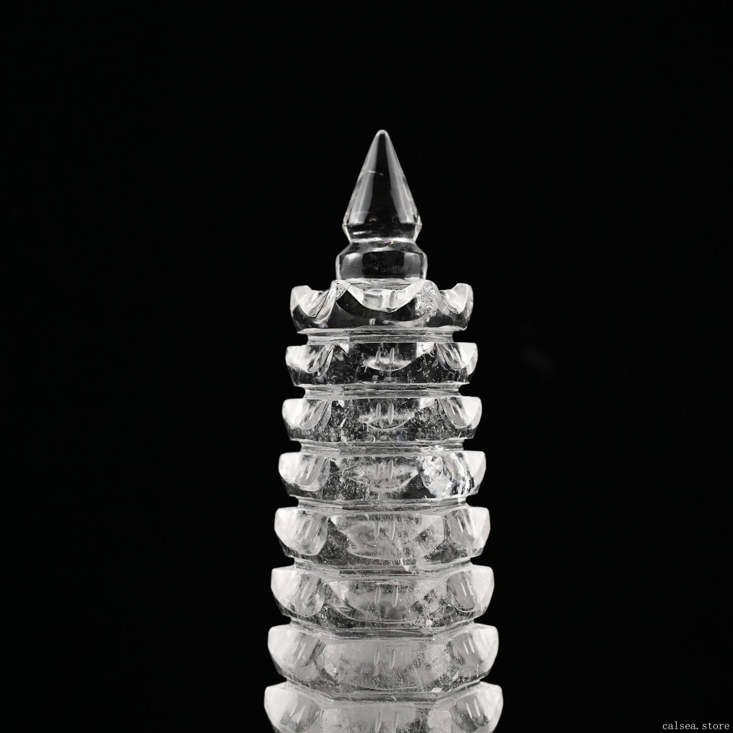 9.13'' Clearquartz WenChang Pagoda Sculpture Crystal Healing Hand Carved Ornaments