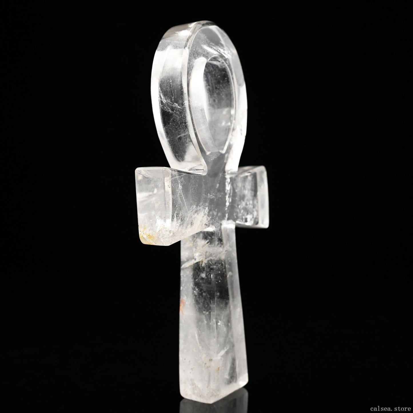 7.4'' Clearquartz Ankh Cross Pendant Sculpture Hand Carved