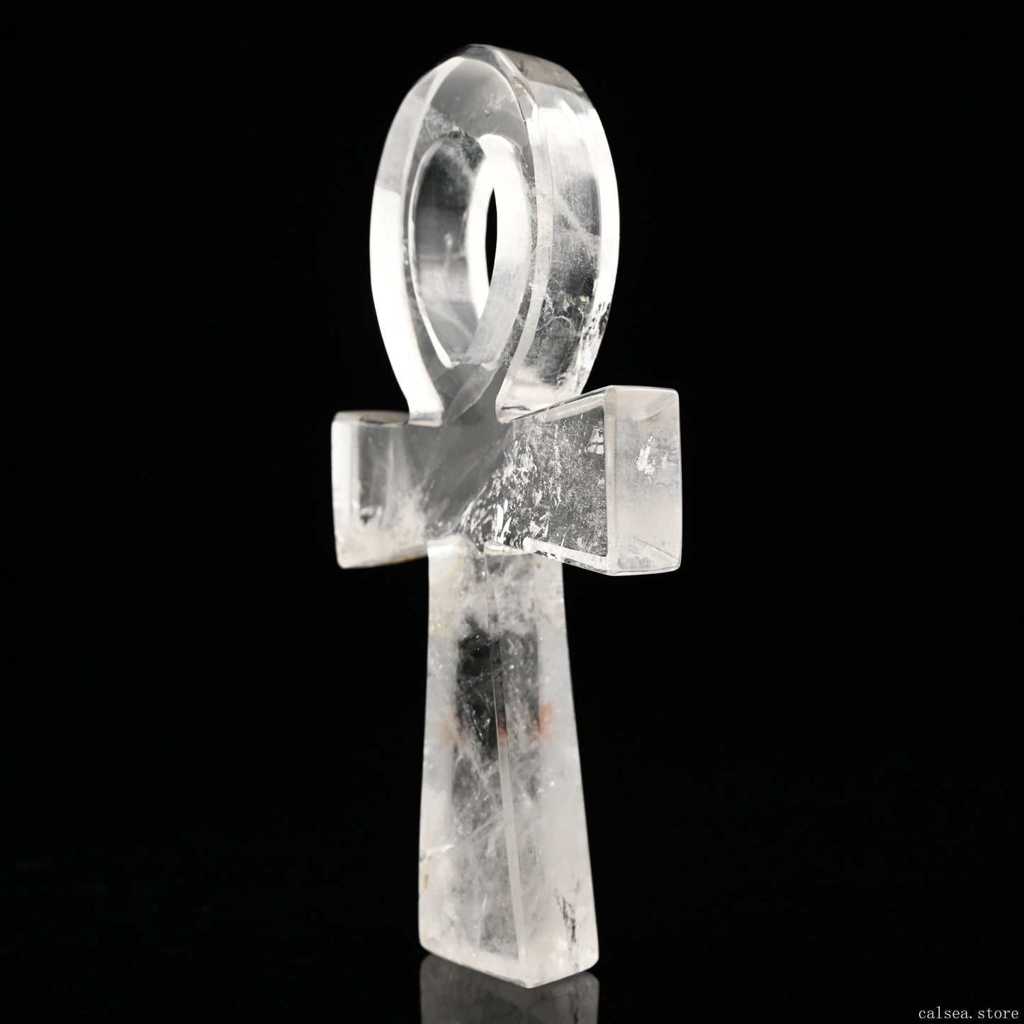 7.4'' Clearquartz Ankh Cross Pendant Sculpture Hand Carved