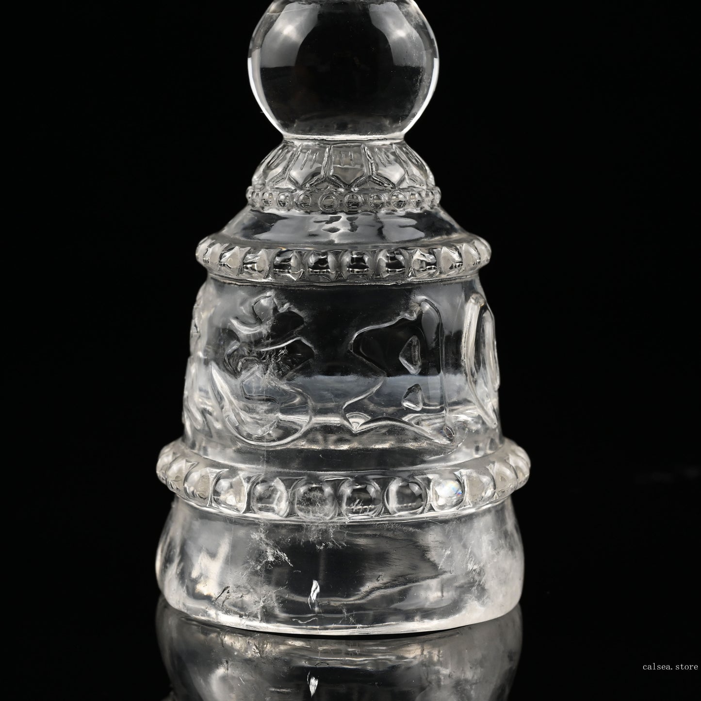 Awesome Clearquartz Vajira Bell Sculpture Artifact Crystal Healing Hand Carved