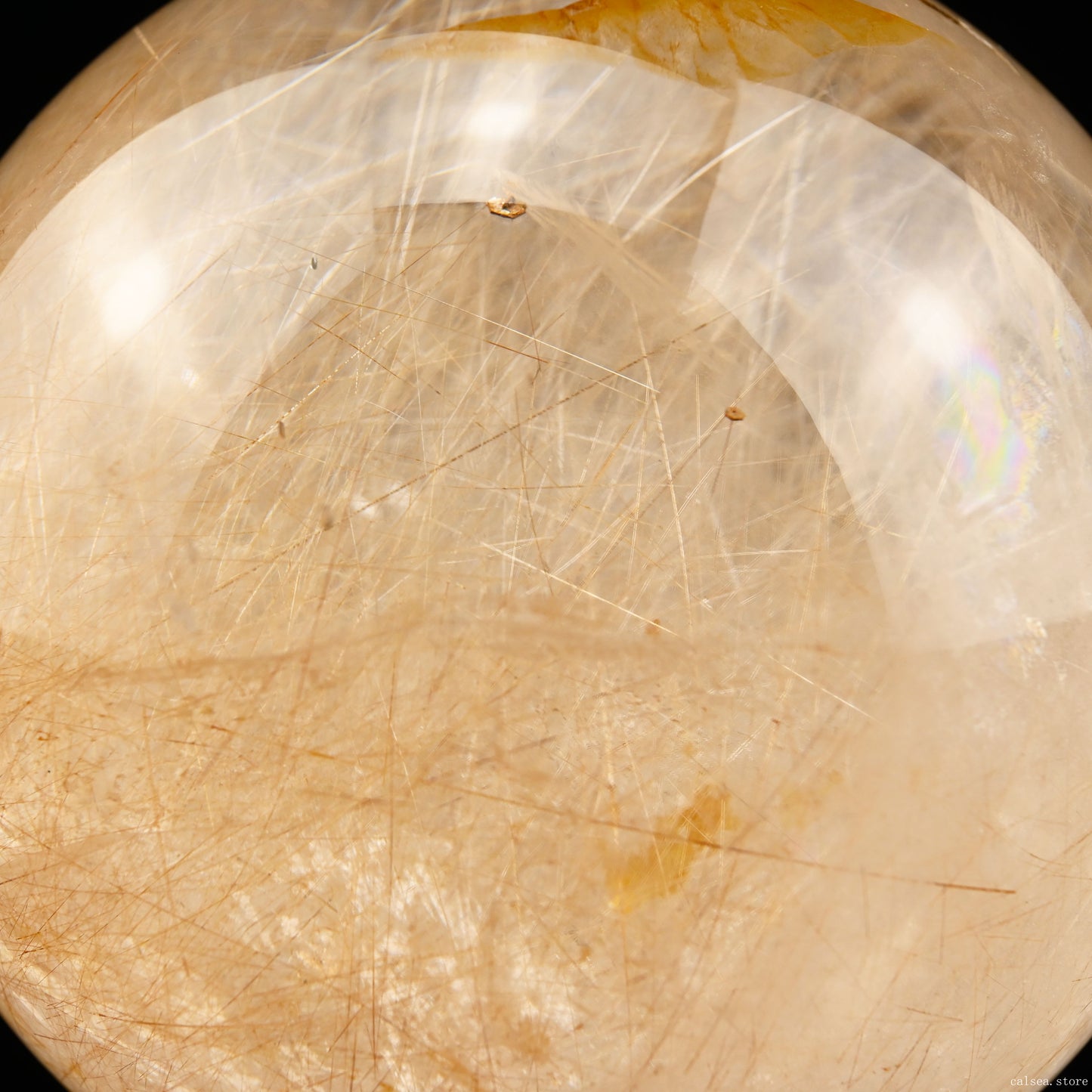 3.74'' Golden Rutile Sphere Crystal Healing Hand Carved Sphere/Ball