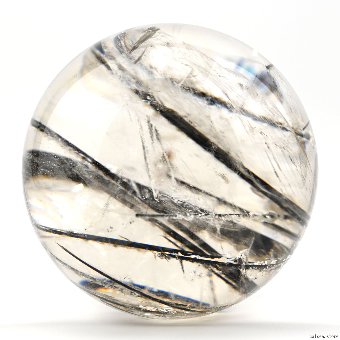 4.33'' Enhydro Black Tourmaline Sphere Crystal Healing Hand Carved Sphere/Ball