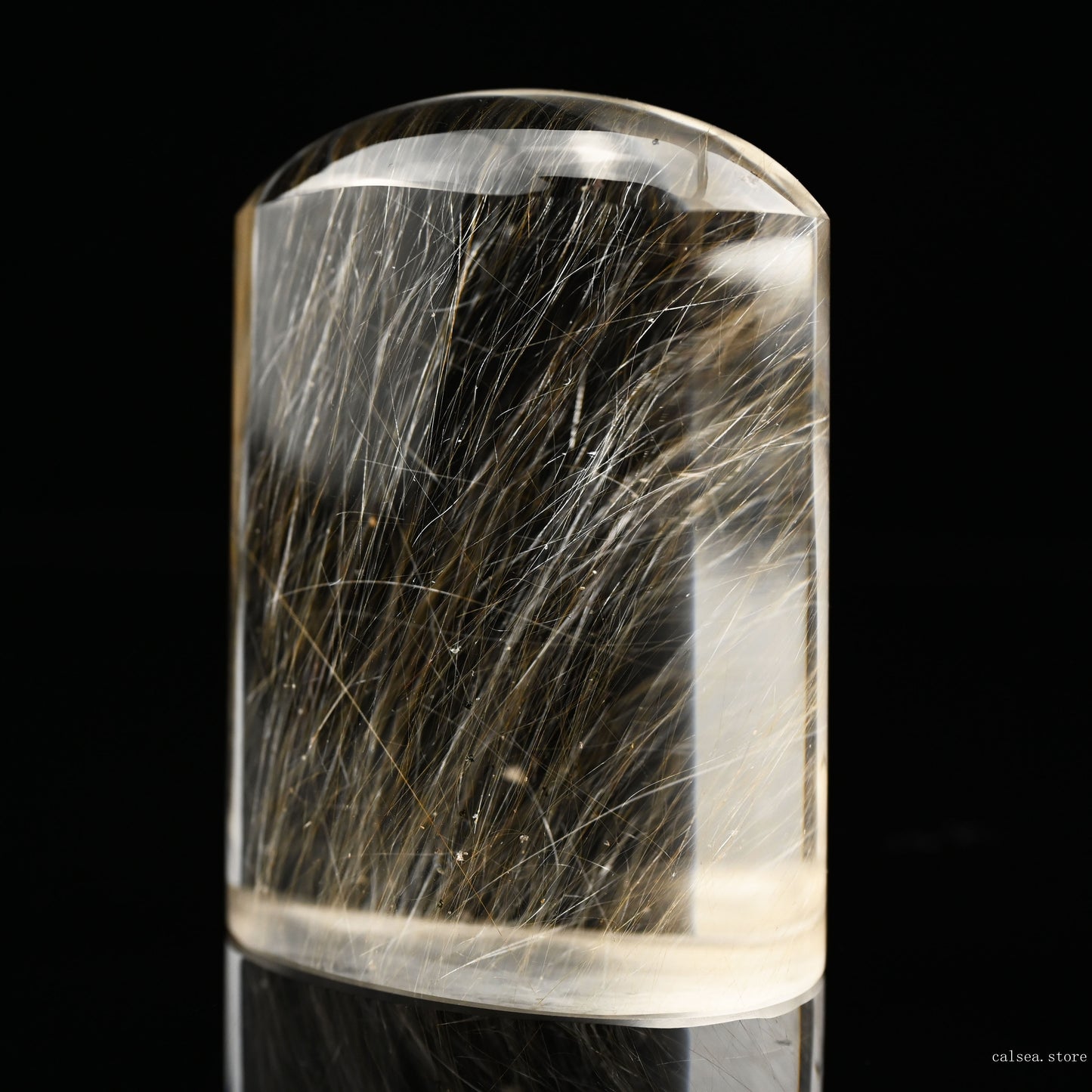 3.59'' Golden Silver Rutile Cylinder Rutilated Crystal Crystal Healing Hand Carved AAA Level Crystal FreeForm