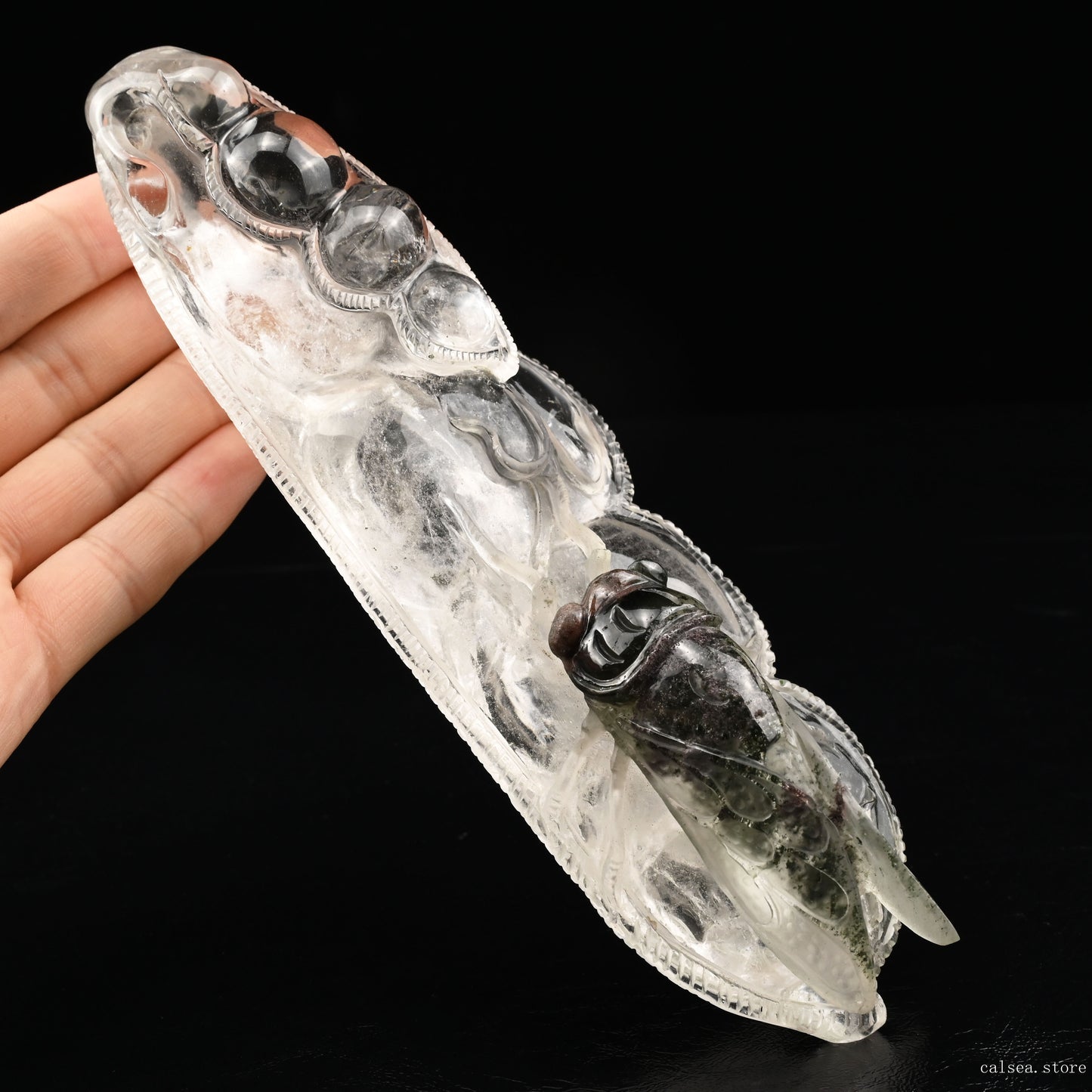 Vivid Gardenquartz Pod Cicada Sculpture Crystal Ornaments Hand Carved