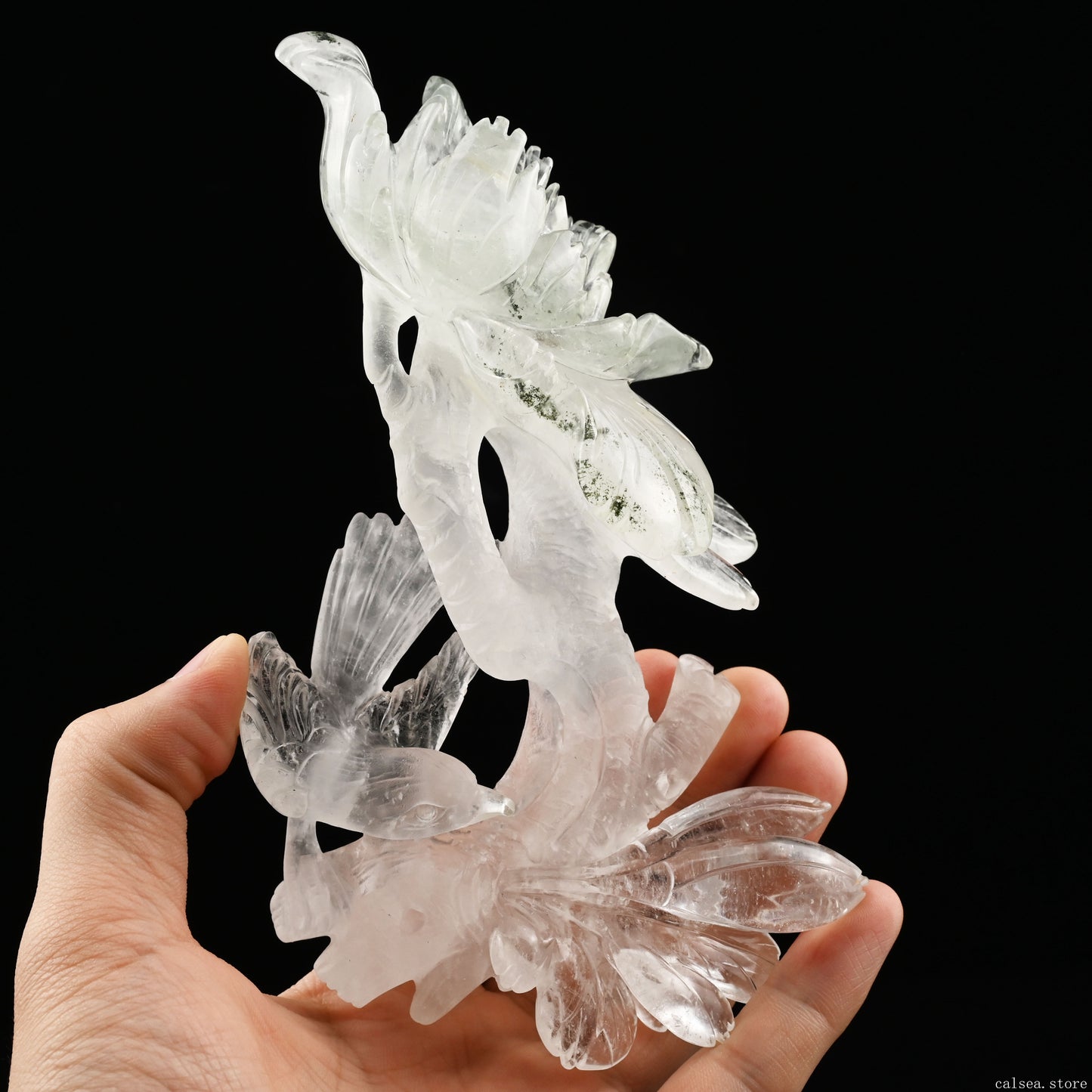 6.29'' Gardenquartz Bird Sculpture Crystal Healing Hand Carved Crystal Carving