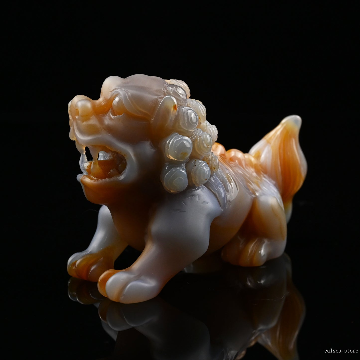 3.46'' Agate Pixiu Sculpture Crystal Healing Hand Carved