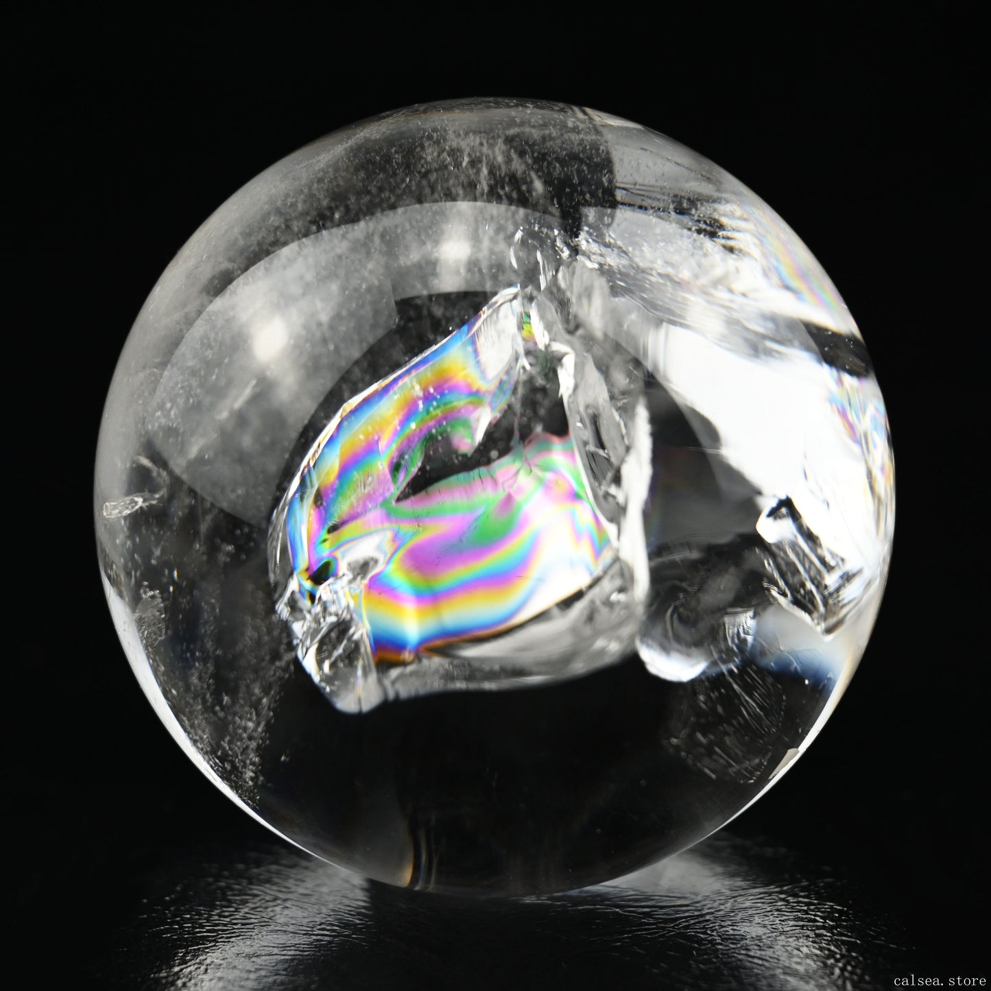 2.08'' Rainbow Clearquartz Sphere Crystal Healing Hand Carved Sphere/Ball