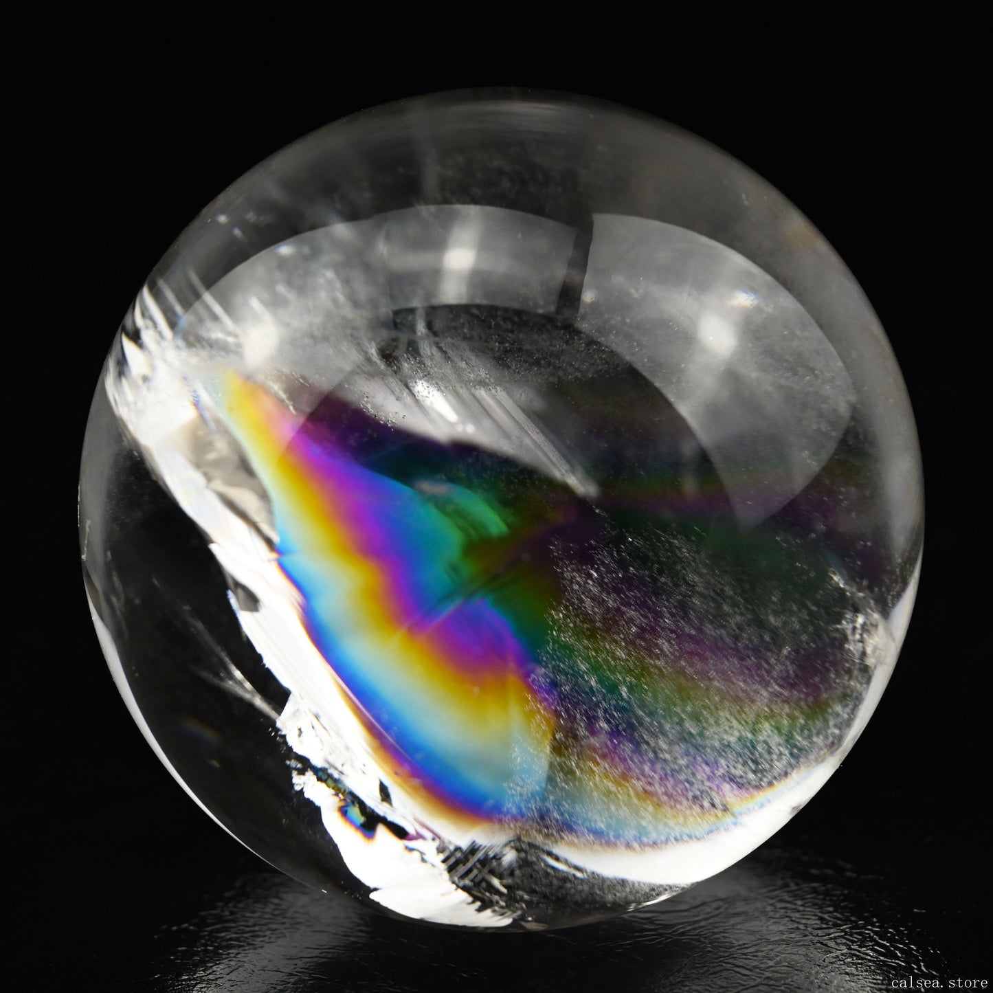 2.42'' Rainbow Clearquartz Sphere Crystal Healing Hand Carved Sphere/Ball