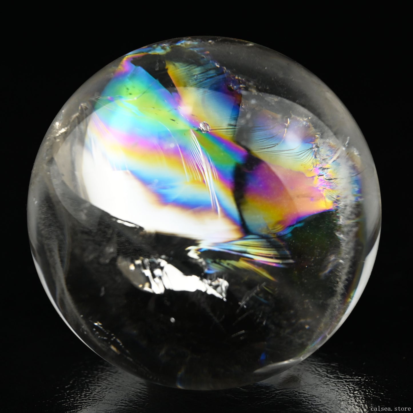 2.42'' Rainbow Clearquartz Sphere Crystal Healing Hand Carved Sphere/Ball