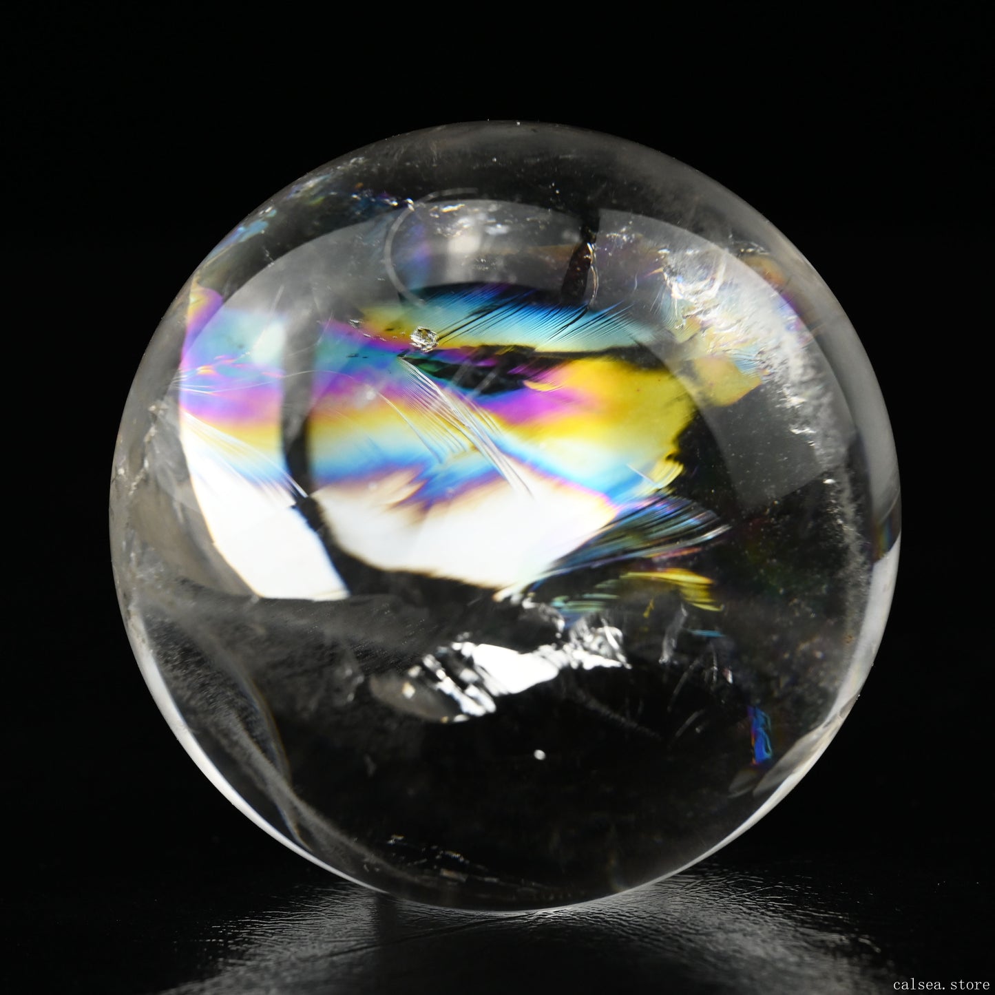 2.42'' Rainbow Clearquartz Sphere Crystal Healing Hand Carved Sphere/Ball