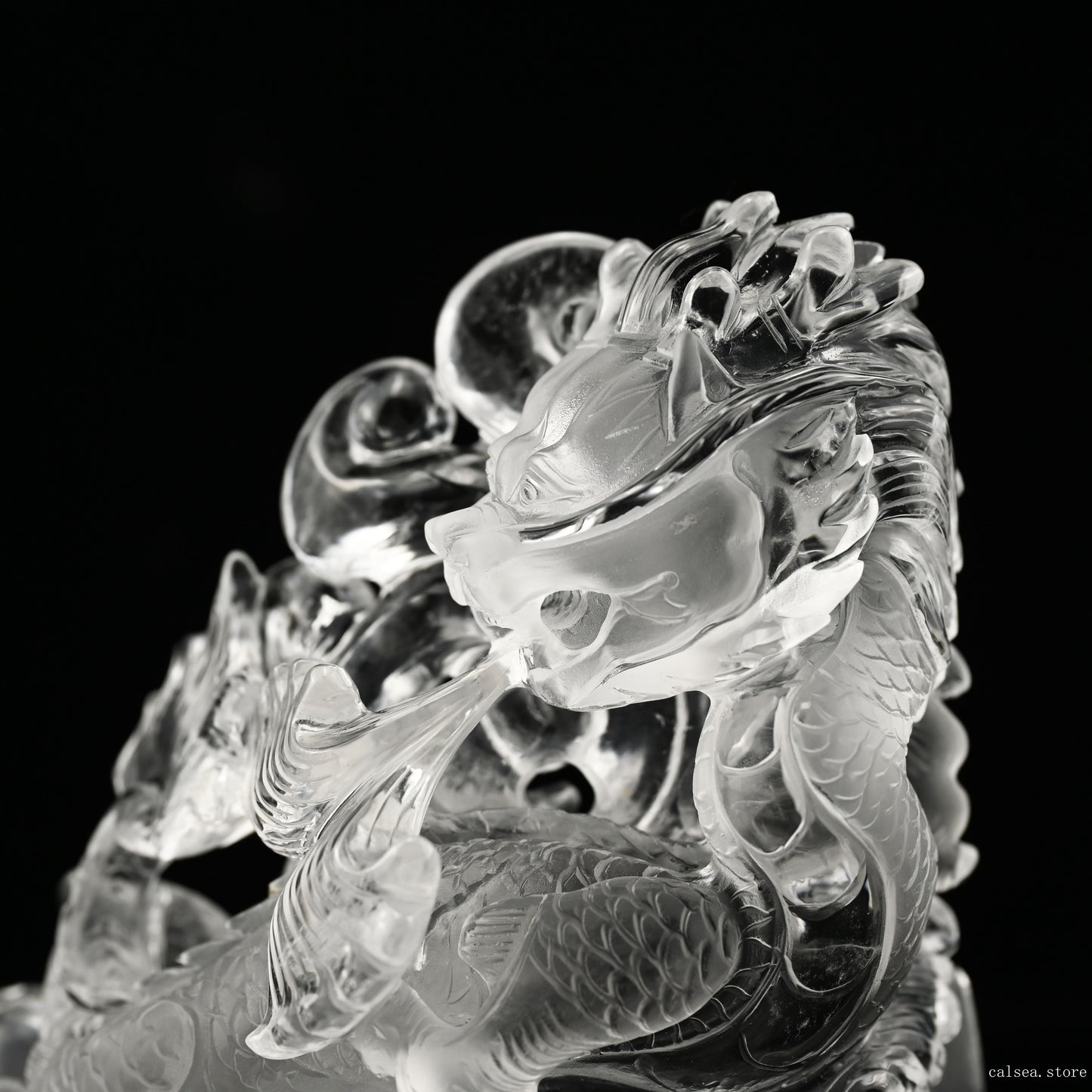 6.53'' Clearquartz Dragon Sculpture Hand Carved Super Realistic