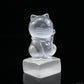 Selenite Lucky Cat Sculpture Crystal Healing Hand Carved